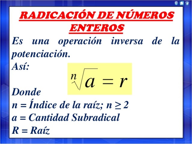 Radicación con números enteros