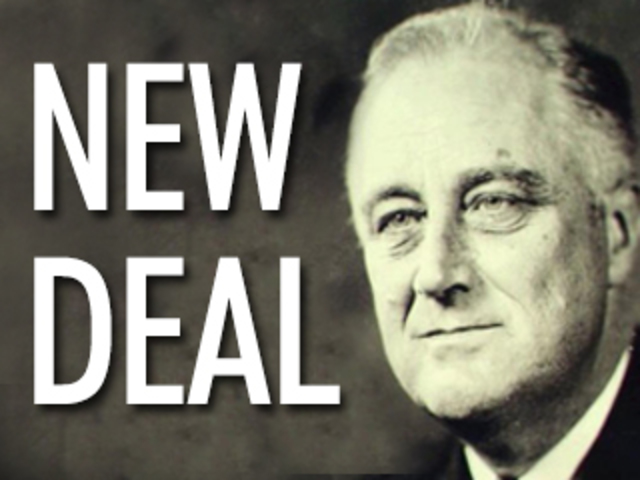 The New Deal was created by Roosevelt to boost the economy back up again.