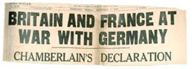 Britain declares war on Germany