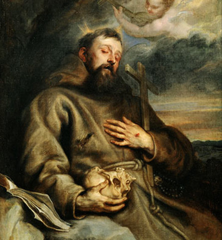 Francisco recibe los estigmas. Las heridas de Cristo en su propio cuerpo.