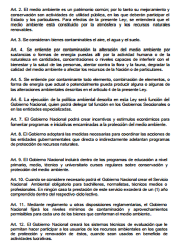 Código de Recursos Naturales y protección al medio ambiente