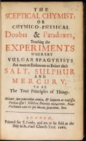 Boyle escribe The skeptical Chymist (el químico exceptico)