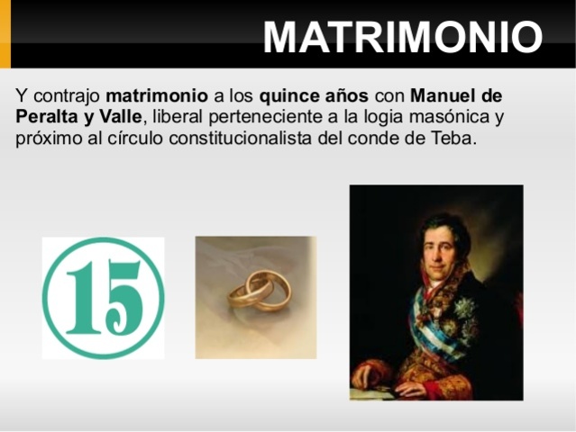 Matrimonio con Manuel de Peralta