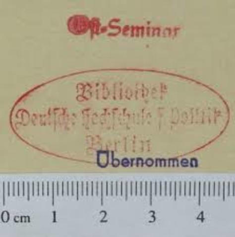 Se constituye la Deutsche Hochdchule fuer Politik en Berlin