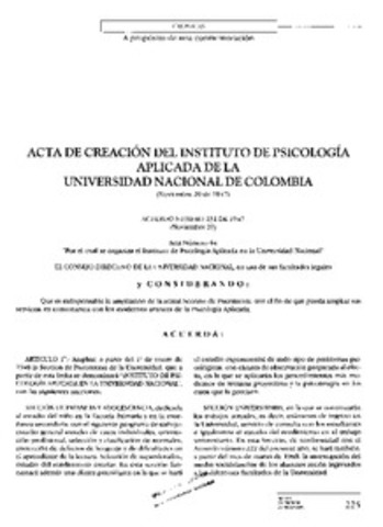 Se fundó el Instituto de Psicologia Aplicada con la colaboración de Francisco del Olmo.