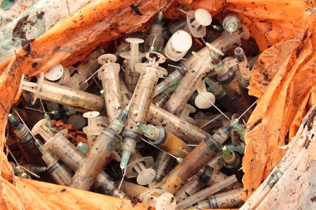 Hypodermics on the shore