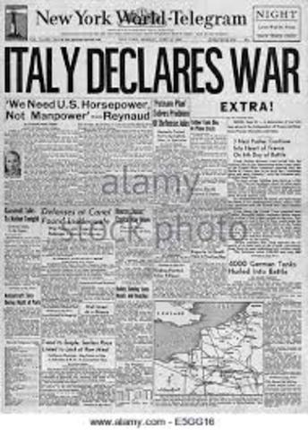 Italy declares war on Germany