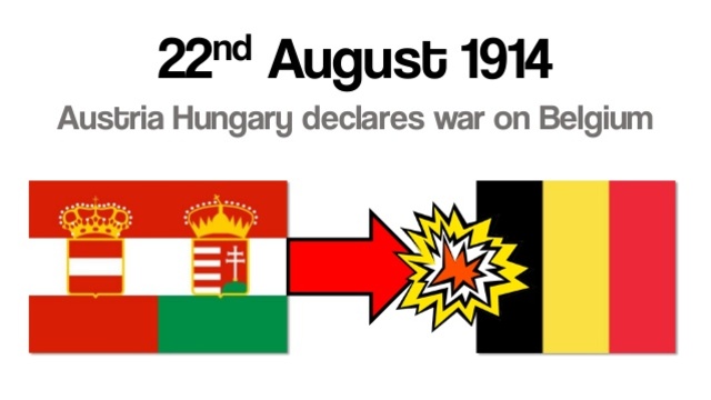 Austria-Hungary declares war on Belgium