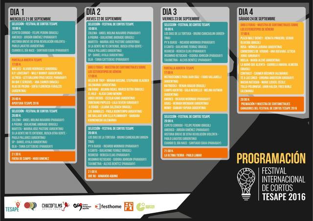Programación Festival de Cortos TESAPE 2016