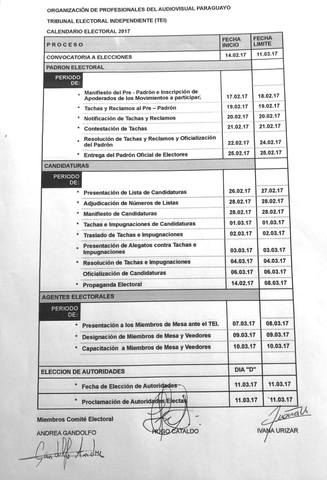 Calendario Electoral y llamado a Elecciones
