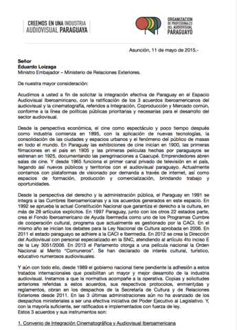 Solicitud de estado de Los Acuerdos Iberoamericanos de Coproducción