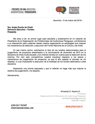 Solicitud de información al FONDEC