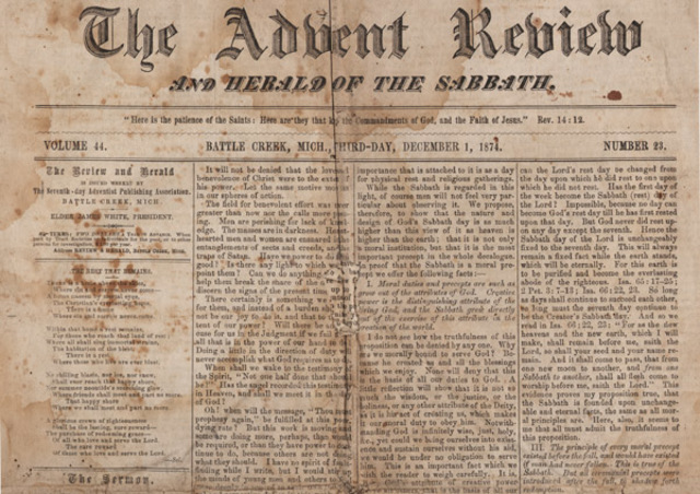 Aparición en "The Review and Heralds"