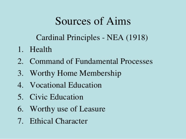 The Cardinal Principles of 1918