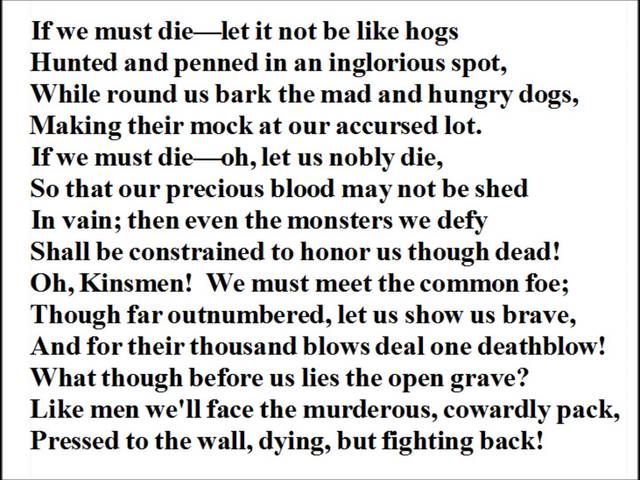 If We Must Die Published