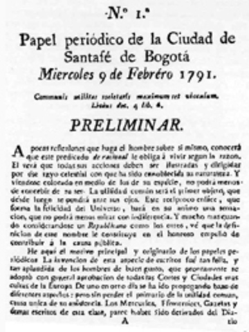 Papel periódico de la ciudad de Santafé de Bogotá