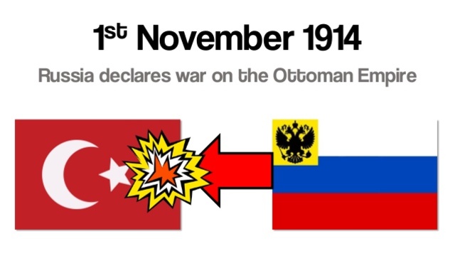 10. Russia declares war on Ottoman Empire (Turkey)