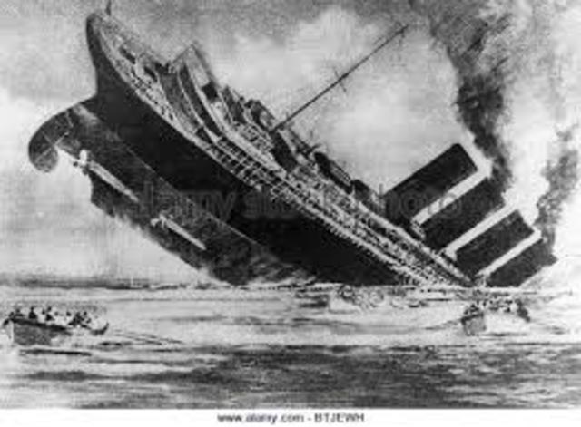 12. British passenger ship S.S Lusitania sunk by German U-Boat