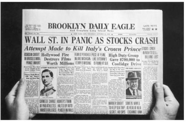 1929: Fuerte caída de la bolsa de Nueva York.