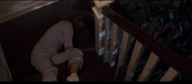 Jean Cabot falls on the stairs