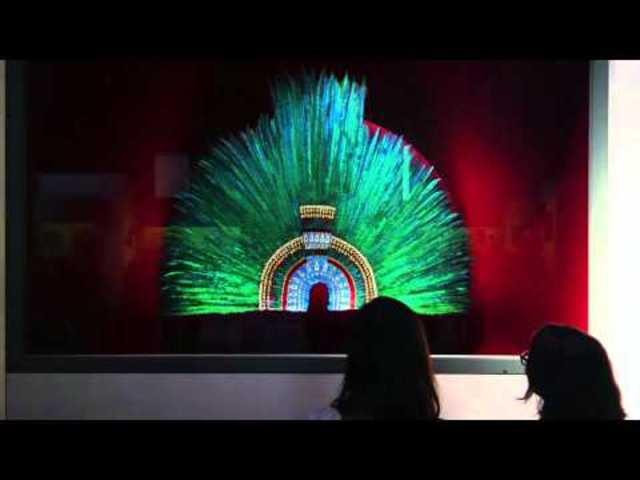 Ruler's feather headdress (probably of Motecuhzoma II). Mexica (Aztec). 1428-1520 C.E. Feathers (quetzal and cotinga) and gold