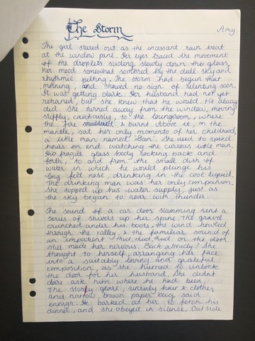 Descriptive writing task 'The Storm'
