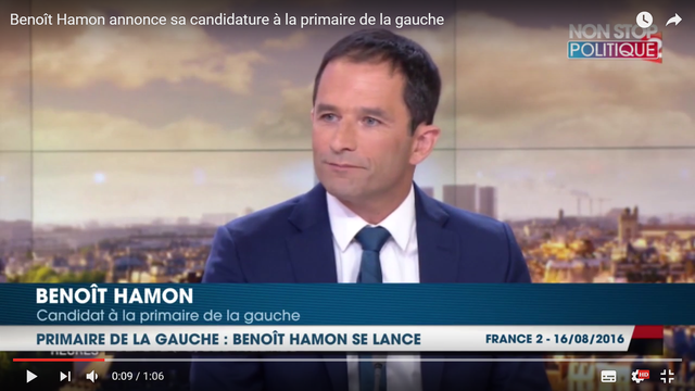 Annonce de la candidature de Benoît Hamon à la primaire et aux éléctions présidentielles