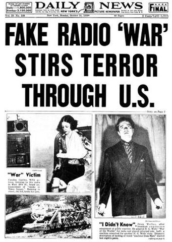 Orson Welles broadcast the WAR of the Worlds