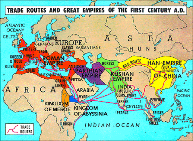 Roman Empire existed from Spain to Mesopotamia and North Africa to Britain