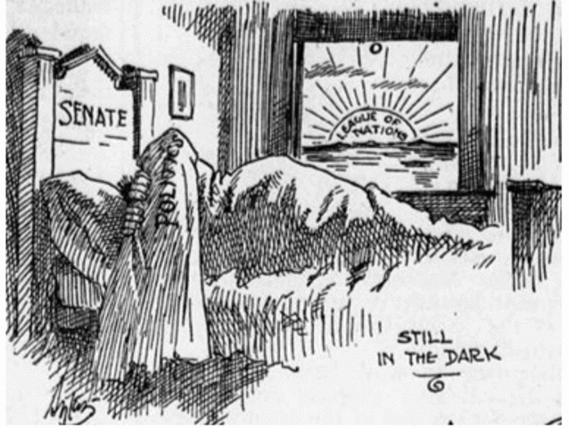 US rejects League of Nations (1920):