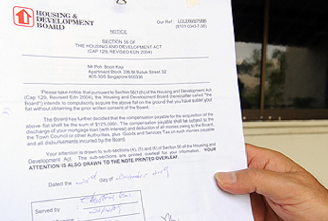 Compulsory Acquisition Notices issued to residents of the proposed site