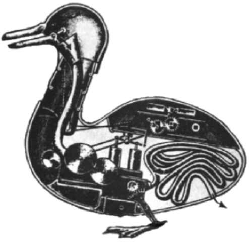 Jacques de Vaucanson, construye 3 autómatas muy reales.