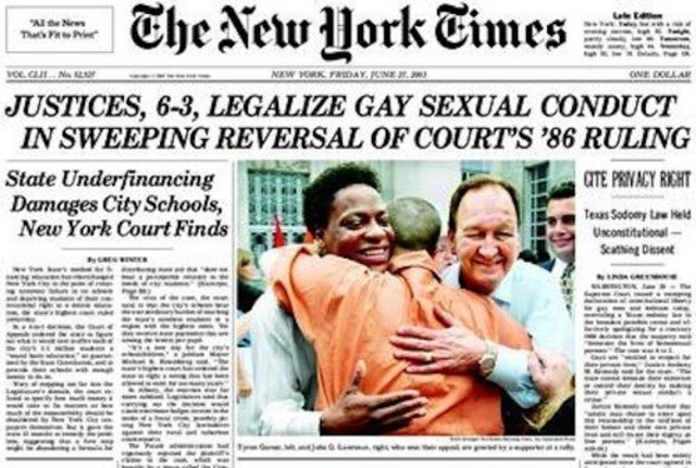 Homosexuality Decriminalized/Lawrence V Texas