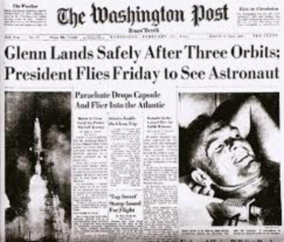 John Glen orbits the earth.
