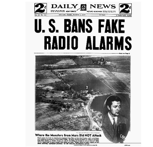 Orson Welles broadcasts the WAR of the worlds