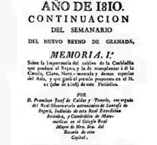 Caldas fundó el Semanario de la Nueva Granada