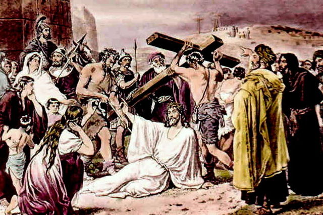 Luke 23:26 As they led him away they took hold of a certain Simon, a Cyrenian, who was coming in from the country; and after laying the cross on him, they made him carry it behind Jesus.