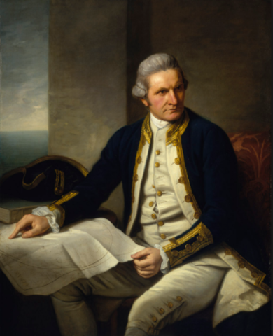 The arrival of Lt James Cook