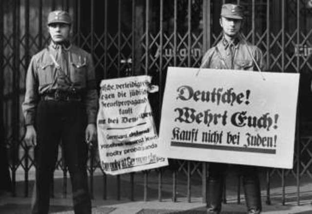 There is a Nazi boycott of Jewish businesses.