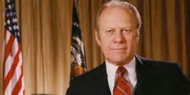 Nixon resigns; he is succeeded in office by his vice president, Gerald Ford
