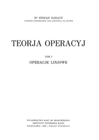 Wydanie książki TEORIA OPERACYJ