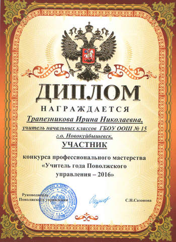 Конкурс профессионального мастерства. Диплом участника