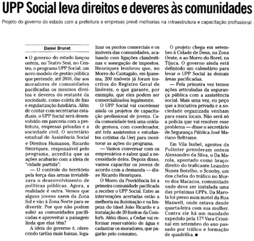 Lançamento do projeto UPP Social