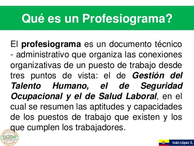 Revisión del profesiograma