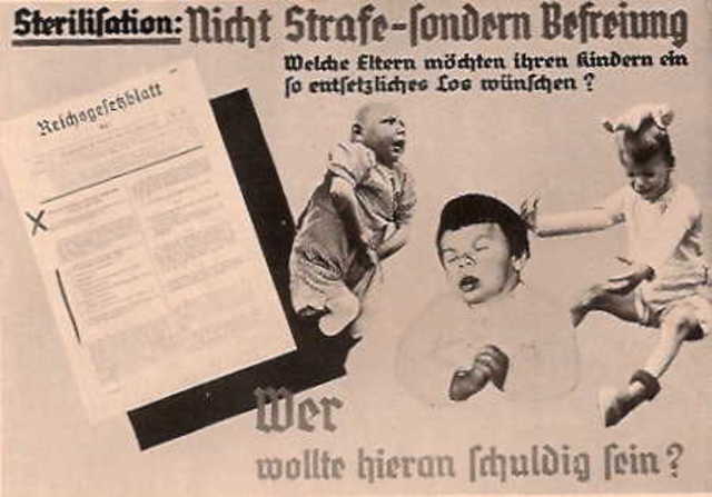 The Nazi party passes a law that allows forced sterilizations to be performed on individuals that are found to have genetic defects by a Hereditary Health Court.