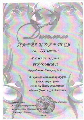 Диплом за 3 место