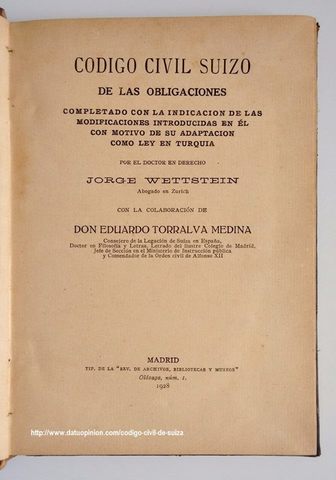 Código Federal de las Obligaciones Suizo 1881