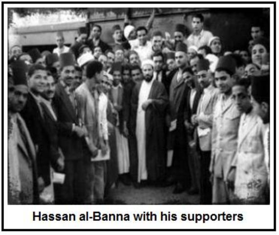 Det muslimske broderskabs leder al-Banna myrdes. Kong Farouk mistænkes for at stå bag