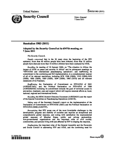 United Nations Security Council Resolution