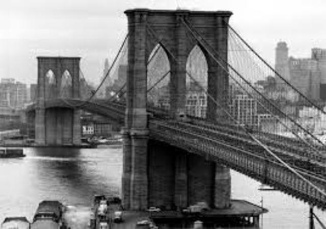 INICIO DE LA CONSTRUCCIÓN DEL PUENTE DE BROOKLYN